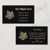 Maple Syrup Boerderij Beige Black Country Rustic Visitekaartje (Voorkant / Achterkant)
