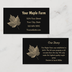 Maple Syrup Boerderij Beige Black Country Rustic Visitekaartje