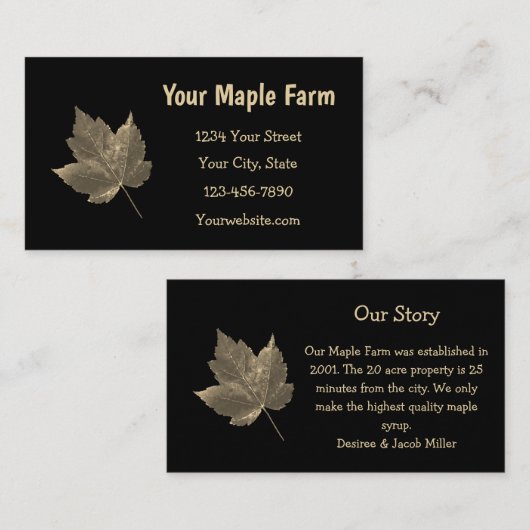 Maple Syrup Boerderij Beige Black Country Rustic Visitekaartje (Voorkant / Achterkant)