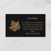 Maple Syrup Boerderij Bruin zwart land Rustisch Visitekaartje (Achterkant)