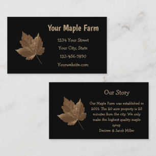 Maple Syrup Boerderij Bruin zwart land Rustisch Visitekaartje