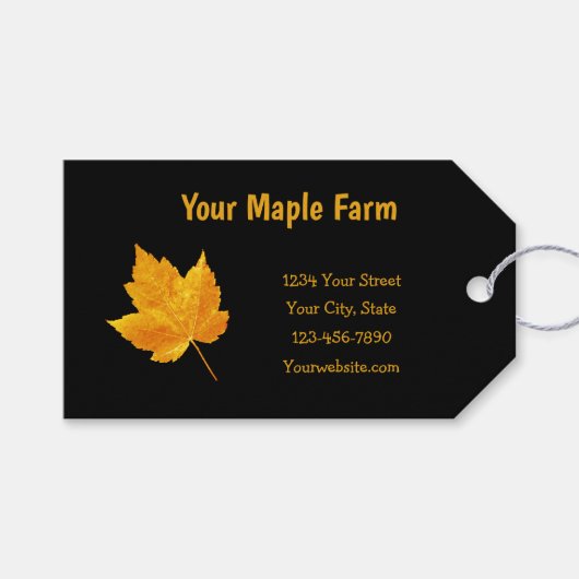 Maple Syrup Boerderij Gold Yellow Black Land Rusti Cadeaulabel (Voorkant (Horizontaal))