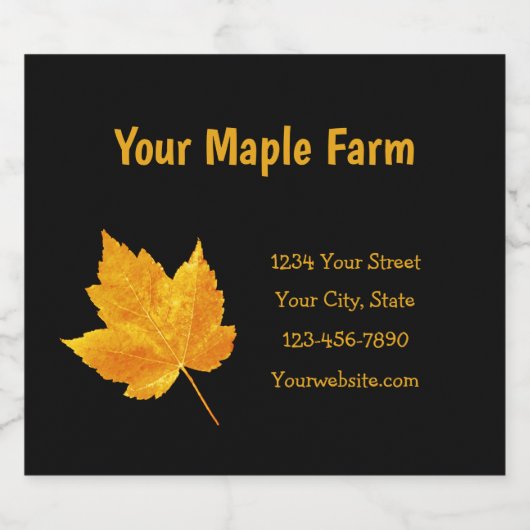 Maple Syrup Boerderij Gold Yellow Black Land Rusti Likeurfles Etiket (Enkel label)