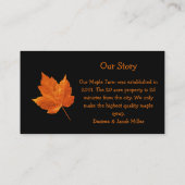 Maple Syrup Boerderij Oranje zwart land Rustisch Visitekaartje (Achterkant)