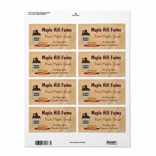 Maple Syrup Business Label (Full Sheet)