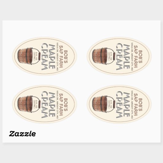 Maple Syrup Creme Snoep Sugar Label met Bucket (Vel)