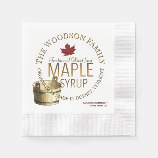 Maple Syrup Day Gold Bucket Promotion Napkin Servet (Voorkant)
