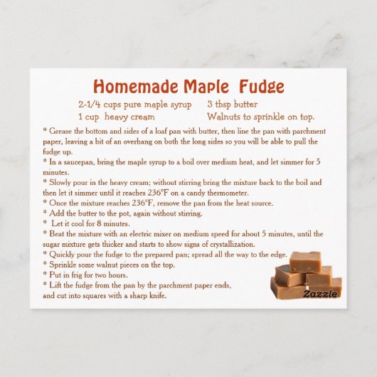 Maple Syrup Fudge Recipe Briefkaart (Achterkant)