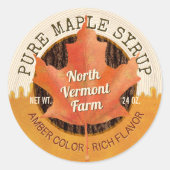 Maple Syrup Herfst Leaf Custom Business Jar Labels (Voorkant)