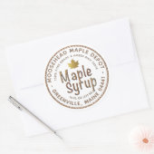 Maple Syrup in gegoten Amber Font met Gold Leaf Ronde Sticker (Envelop)
