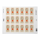 Maple Syrup Jug Label Ivoor met Oranje Leaf (Full Sheet)