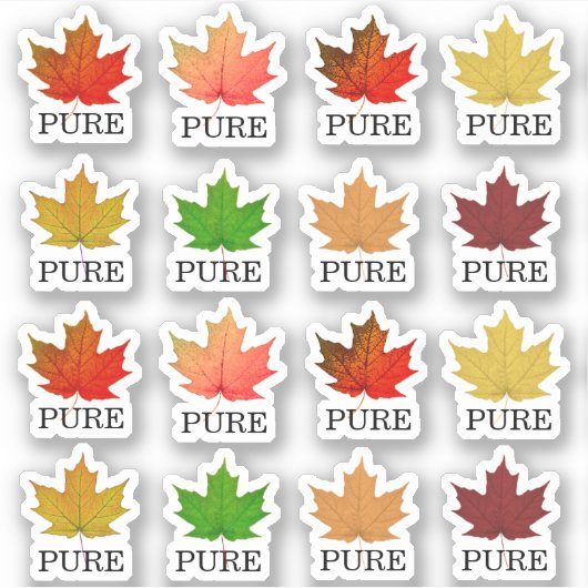Maple Syrup Jug Toppers Maple Leaf PURE Sticker (Voorkant)