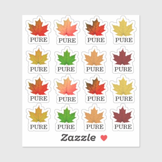 Maple Syrup Jug Toppers Maple Leaf PURE Sticker (Vel)