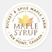 Maple Syrup Label Autumn Maple Leaf Gold Text (Voorkant)
