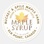 Maple Syrup Label Autumn Maple Leaf Gold Text (Voorkant)
