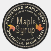 Maple Syrup Label Autumn Maple vertrekt met rand (Voorkant)