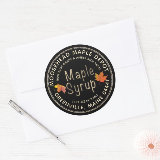 Maple Syrup Label Autumn Maple vertrekt met rand (Envelop)