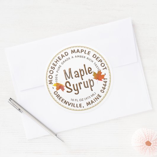 Maple Syrup Label Autumn Maple vertrekt met rand (Envelop)