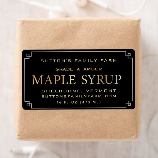 Maple Syrup Label Black en Gold Border (Insitu)