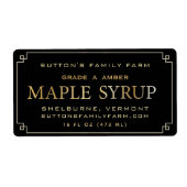 Maple Syrup Label Black en Gold Border (Voorkant)