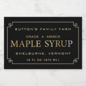Maple Syrup Label Black en Gold Border Voedselcontainer Etiket (Enkel label)