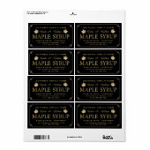 Maple Syrup Label Black en Gold Leaves en Border (Full Sheet)