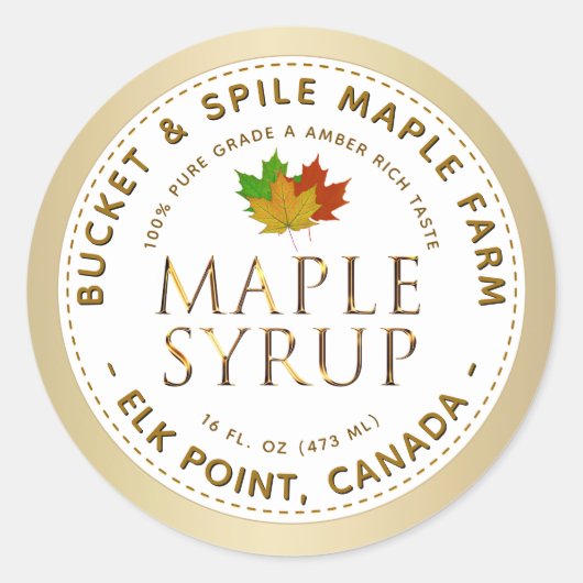Maple Syrup Label Kleurrijke mantel laat gouden te (Voorkant)