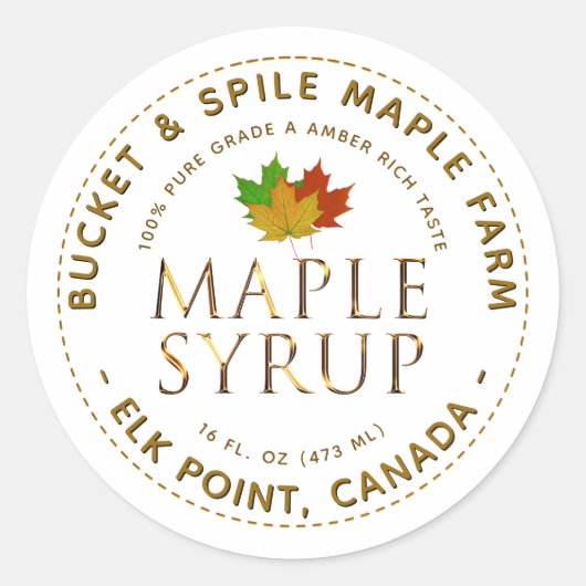 Maple Syrup Label Kleurrijke mantel laat gouden te (Voorkant)