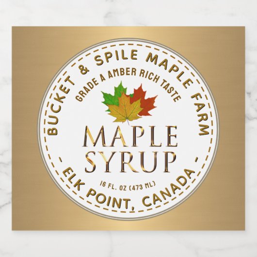 Maple Syrup Label Kleurrijke mantel laat gouden te Likeurfles Etiket (Enkel label)