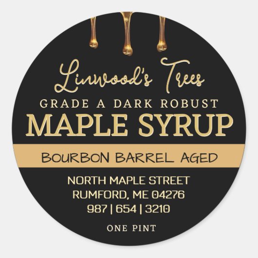 Maple Syrup Label met Drives op zwart (Voorkant)