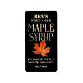 Maple Syrup Label Zwart en Goud met Oranje Leaf (Voorkant)