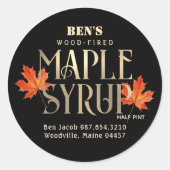 Maple Syrup Label Zwart en Goud met Oranje Leaf (Voorkant)