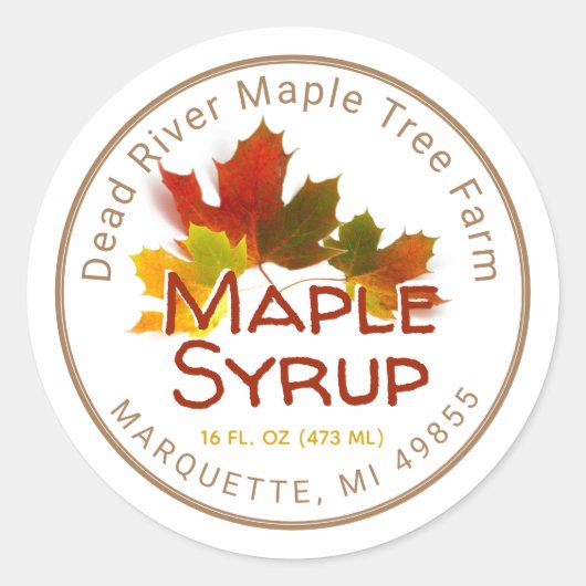 Maple Syrup Maple Leaf Trio Editable Label (Voorkant)