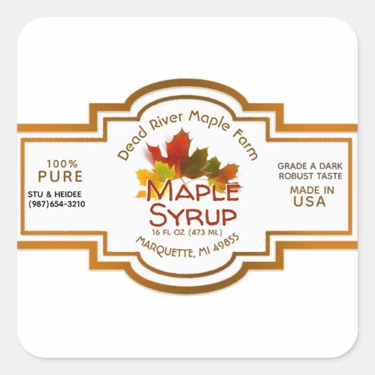 Maple Syrup Maple Leaf Trio Old Style Label (Voorkant)
