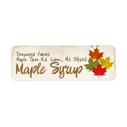 Maple Syrup met kleurrijke bladeren Kunststofstrip Etiket (Voorkant)