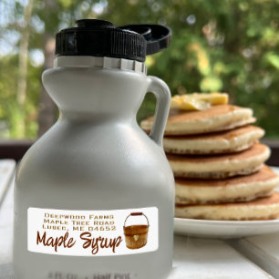 Maple Syrup met Sap Bucket plastic etiket