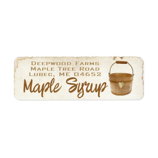 Maple Syrup met Sap Bucket plastic etiket (Voorkant)