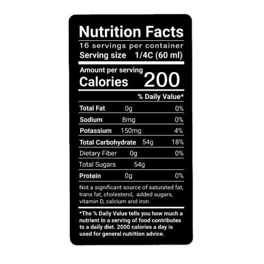 Maple Syrup Nutrition Facts Latest FDA Regulations Etiket (Voorkant)