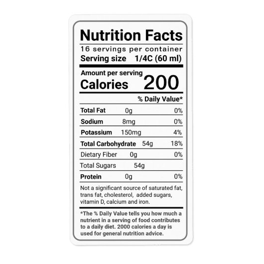Maple Syrup Nutrition Facts Latest FDA Regulations Etiket (Voorkant)