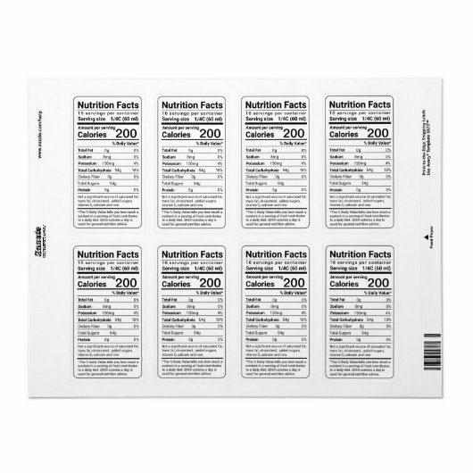 Maple Syrup Nutrition Facts Latest FDA Regulations Etiket (Full Sheet)