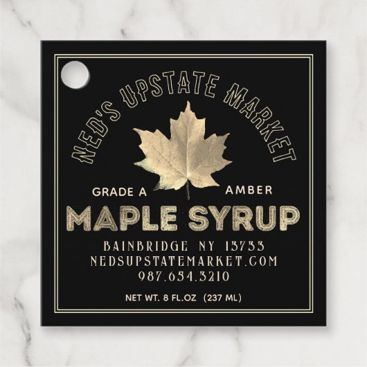 Maple Syrup Nutrition Label Gold Maple Leaf on Bla (Voorkant)
