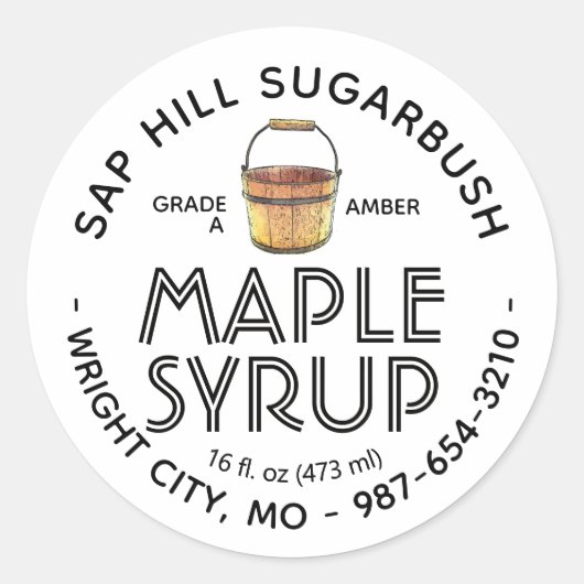 Maple Syrup Old Fashioned Sap Bucket White Label (Voorkant)