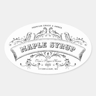 Maple Syrup Old Fashioned Scroll Editable Label