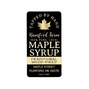 Maple Syrup op adres of verzendlabel Gold Leaf Etiket