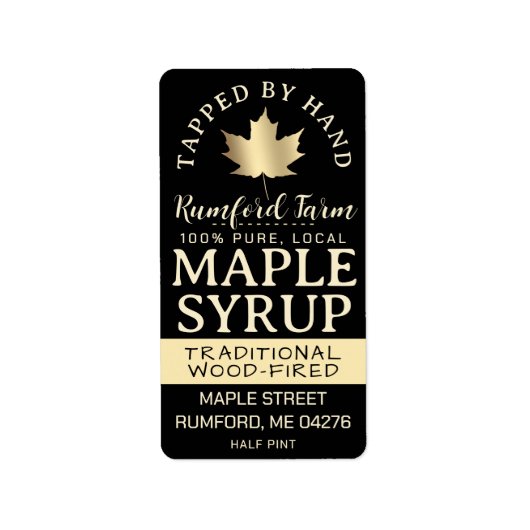 Maple Syrup op adres of verzendlabel Gold Leaf Etiket (Voorkant)