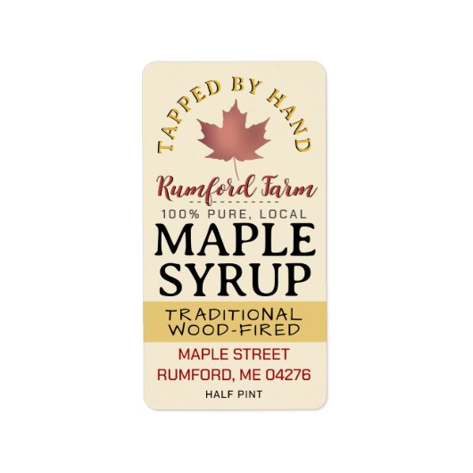 Maple Syrup op adres of verzendlabel Red Leaf Etiket (Voorkant)