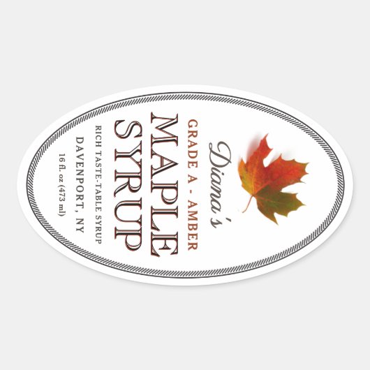 Maple Syrup Oval Border Colorful Maple Leaf Label (Voorkant)