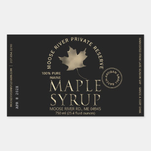 MAPLE SYRUP Private Reserve Gold Leaf Harvest Date Rechthoekige Sticker