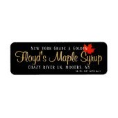 Maple Syrup Return Address Label Red Leaf op Black (Voorkant)