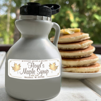 Maple Syrup Return Address Label Size Gold Leaf